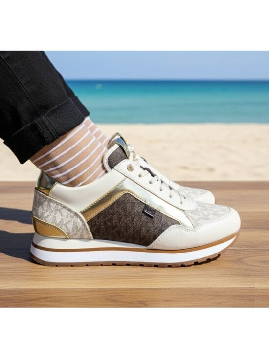 Michael Kors Shoes - ✨Michael Kors Maddy Trainer Sneaker Vanilla Brown Gold Sz 7 Women's Shoes Casual